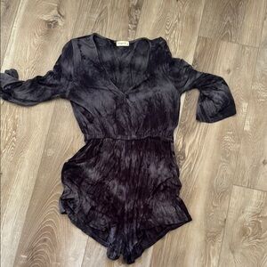 Black tie-dye romper